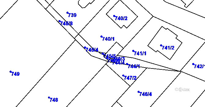 Parcela st. 745/5 v KÚ Čistá u Rakovníka, Katastrální mapa