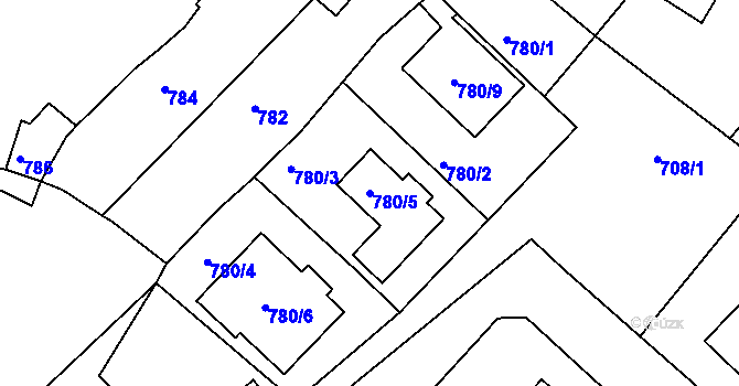 Parcela st. 780/5 v KÚ Čistá u Rakovníka, Katastrální mapa