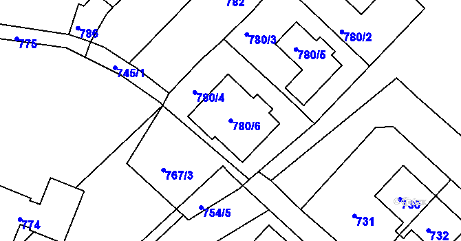 Parcela st. 780/6 v KÚ Čistá u Rakovníka, Katastrální mapa
