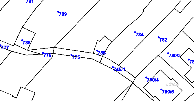 Parcela st. 786 v KÚ Čistá u Rakovníka, Katastrální mapa