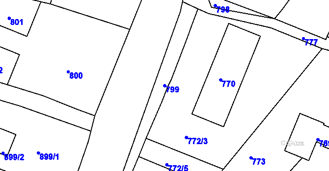 Parcela st. 799 v KÚ Čistá u Rakovníka, Katastrální mapa