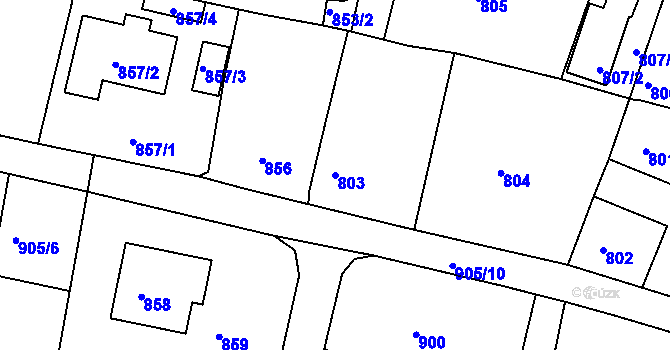 Parcela st. 803 v KÚ Čistá u Rakovníka, Katastrální mapa