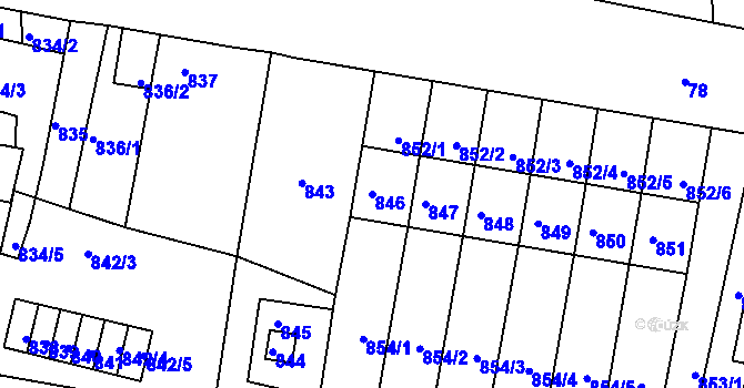 Parcela st. 846 v KÚ Čistá u Rakovníka, Katastrální mapa