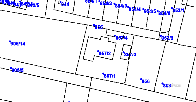 Parcela st. 857/2 v KÚ Čistá u Rakovníka, Katastrální mapa