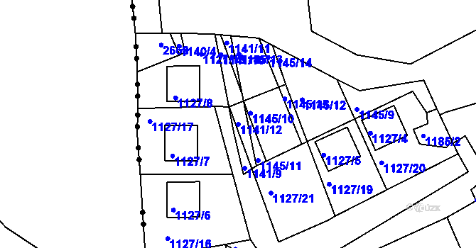 Parcela st. 1141/12 v KÚ Čistá u Rakovníka, Katastrální mapa