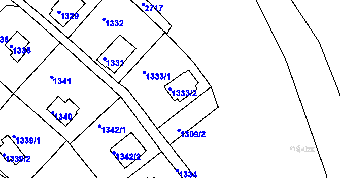 Parcela st. 1333/2 v KÚ Čistá u Rakovníka, Katastrální mapa