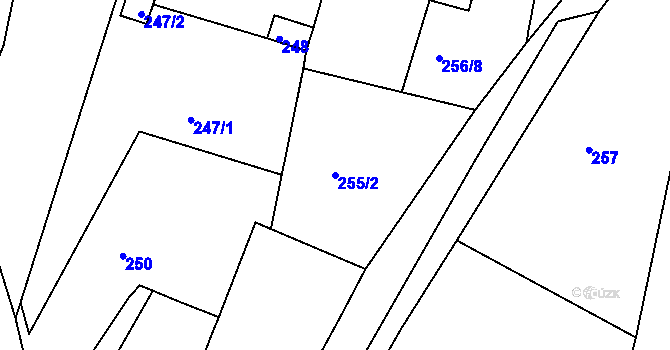 Parcela st. 255/2 v KÚ Čistá u Rakovníka, Katastrální mapa