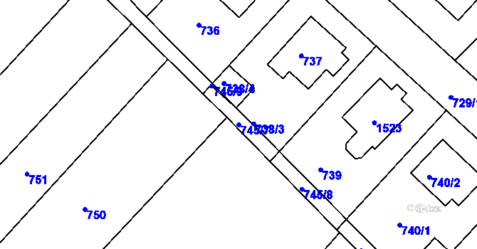 Parcela st. 745/7 v KÚ Čistá u Rakovníka, Katastrální mapa