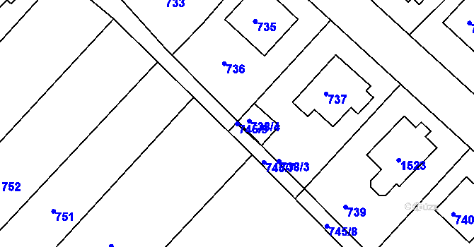 Parcela st. 745/9 v KÚ Čistá u Rakovníka, Katastrální mapa