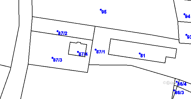 Parcela st. 87/1 v KÚ Čistá u Rakovníka, Katastrální mapa