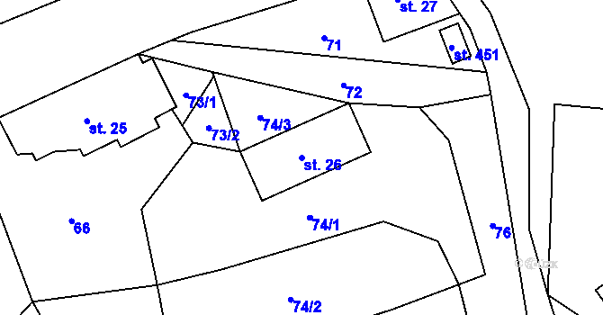Parcela st. 26 v KÚ Čistá u Horek, Katastrální mapa