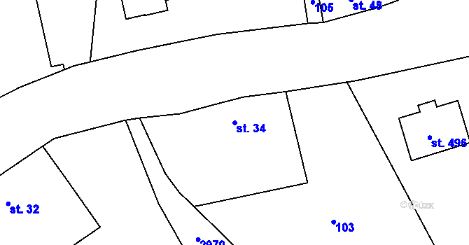 Parcela st. 34 v KÚ Čistá u Horek, Katastrální mapa