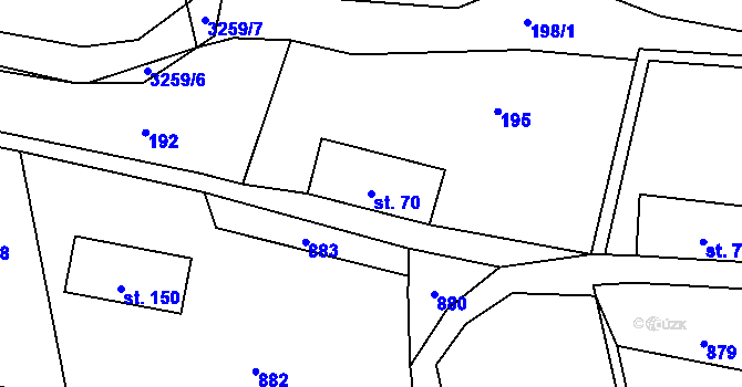 Parcela st. 70 v KÚ Čistá u Horek, Katastrální mapa
