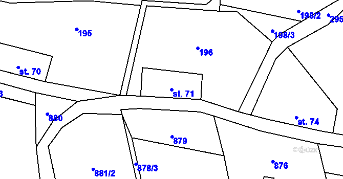 Parcela st. 71 v KÚ Čistá u Horek, Katastrální mapa