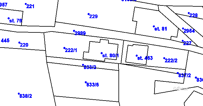 Parcela st. 80/1 v KÚ Čistá u Horek, Katastrální mapa