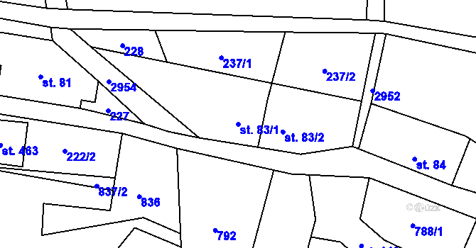 Parcela st. 83/1 v KÚ Čistá u Horek, Katastrální mapa