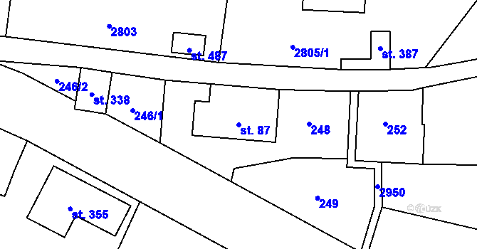 Parcela st. 87 v KÚ Čistá u Horek, Katastrální mapa