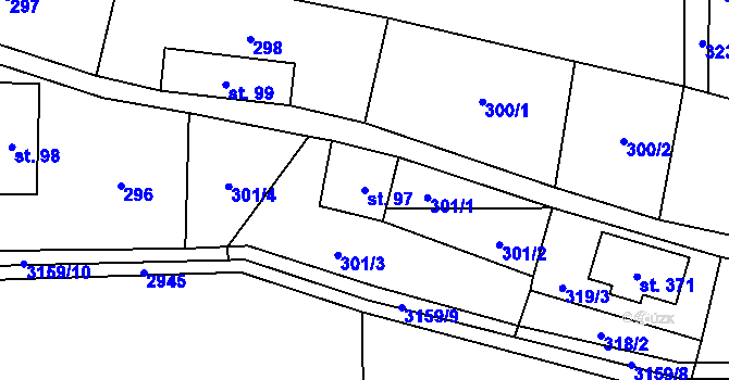 Parcela st. 97 v KÚ Čistá u Horek, Katastrální mapa