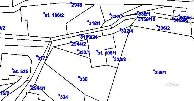 Parcela st. 106/1 v KÚ Čistá u Horek, Katastrální mapa