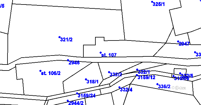 Parcela st. 107 v KÚ Čistá u Horek, Katastrální mapa