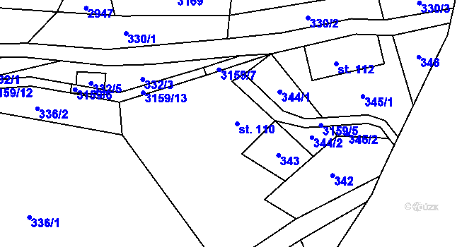 Parcela st. 110 v KÚ Čistá u Horek, Katastrální mapa