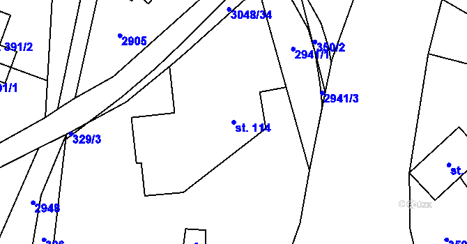 Parcela st. 114 v KÚ Čistá u Horek, Katastrální mapa