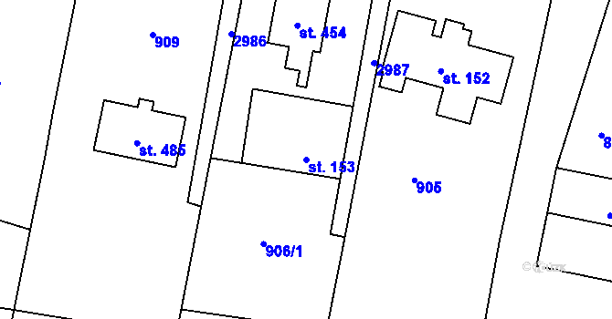 Parcela st. 153 v KÚ Čistá u Horek, Katastrální mapa