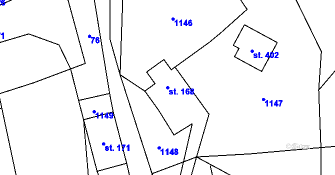 Parcela st. 168 v KÚ Čistá u Horek, Katastrální mapa