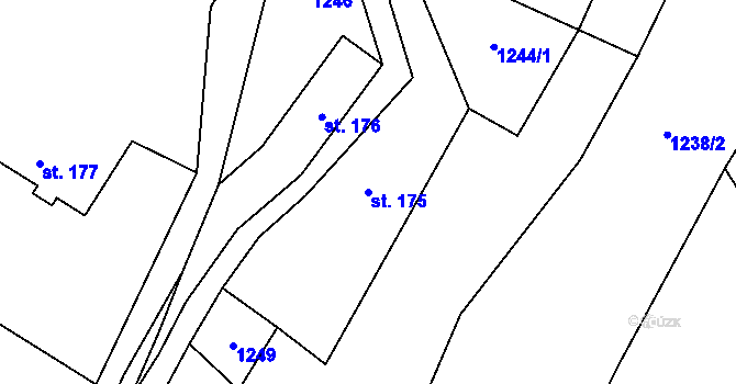 Parcela st. 175 v KÚ Čistá u Horek, Katastrální mapa