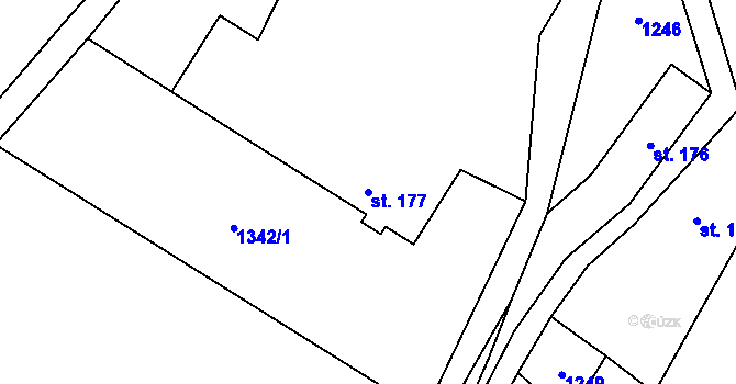 Parcela st. 177 v KÚ Čistá u Horek, Katastrální mapa
