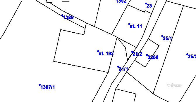 Parcela st. 192 v KÚ Čistá u Horek, Katastrální mapa