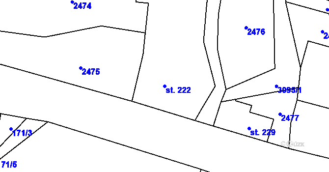 Parcela st. 222 v KÚ Čistá u Horek, Katastrální mapa