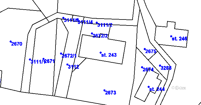 Parcela st. 243 v KÚ Čistá u Horek, Katastrální mapa