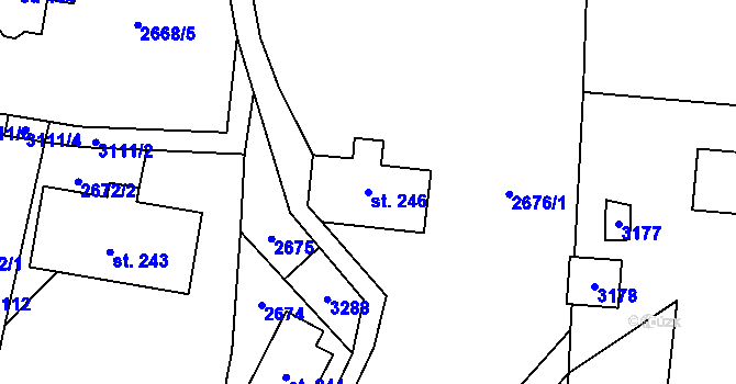 Parcela st. 246 v KÚ Čistá u Horek, Katastrální mapa