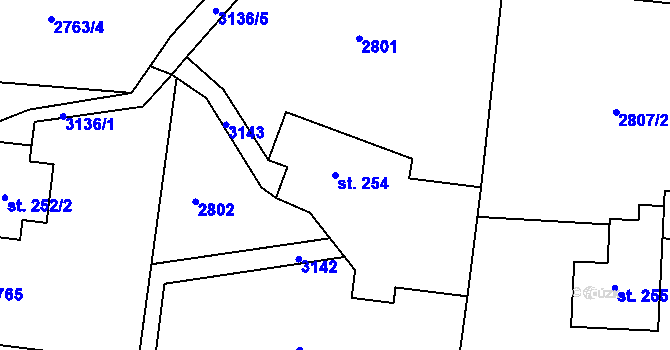 Parcela st. 254 v KÚ Čistá u Horek, Katastrální mapa