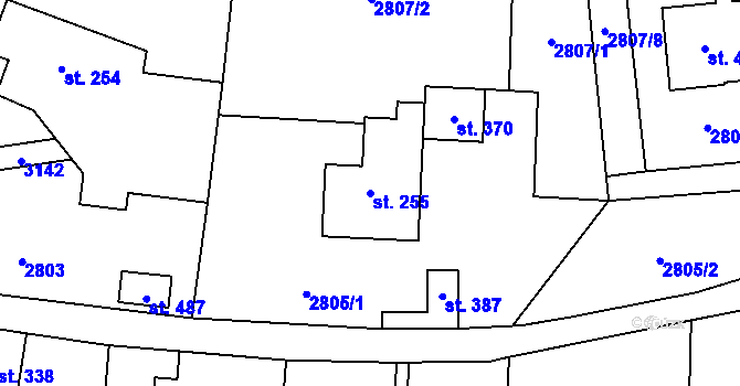 Parcela st. 255 v KÚ Čistá u Horek, Katastrální mapa