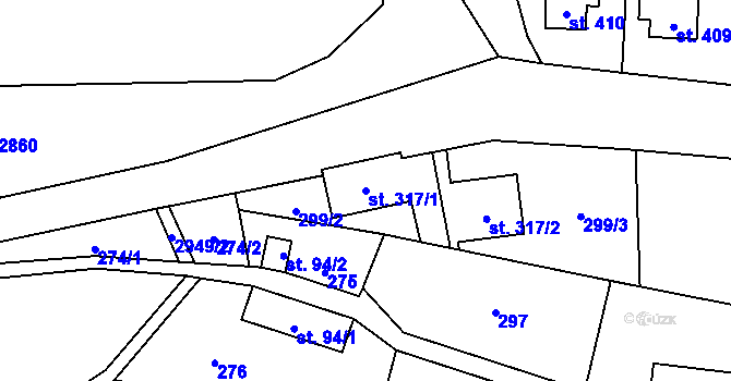 Parcela st. 317/1 v KÚ Čistá u Horek, Katastrální mapa