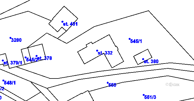 Parcela st. 332 v KÚ Čistá u Horek, Katastrální mapa