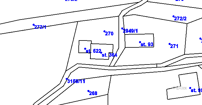 Parcela st. 364 v KÚ Čistá u Horek, Katastrální mapa