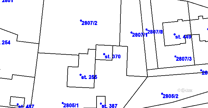 Parcela st. 370 v KÚ Čistá u Horek, Katastrální mapa