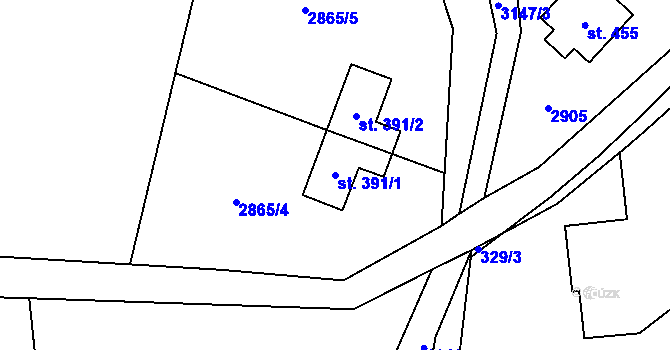 Parcela st. 391/1 v KÚ Čistá u Horek, Katastrální mapa