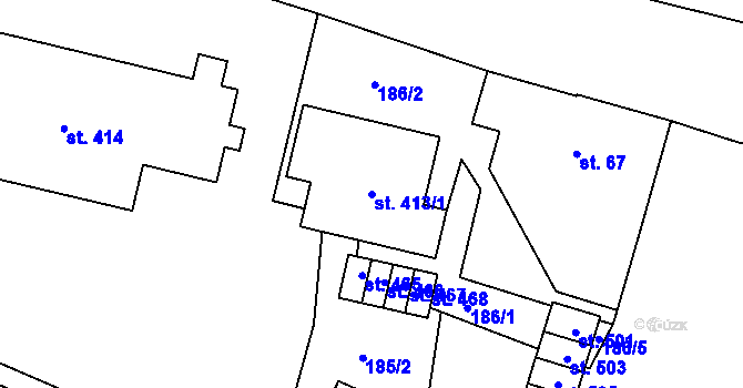 Parcela st. 413/1 v KÚ Čistá u Horek, Katastrální mapa