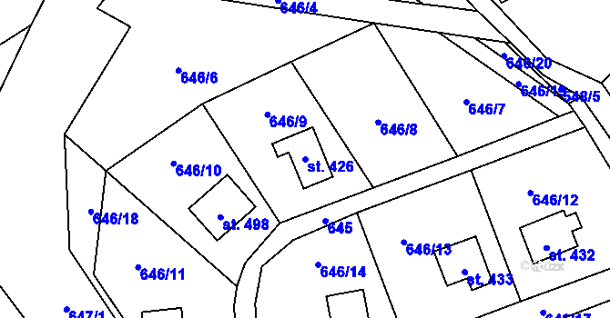 Parcela st. 426 v KÚ Čistá u Horek, Katastrální mapa