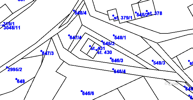 Parcela st. 430 v KÚ Čistá u Horek, Katastrální mapa