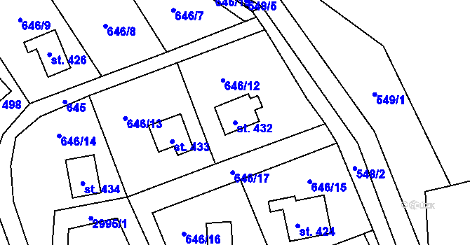 Parcela st. 432 v KÚ Čistá u Horek, Katastrální mapa