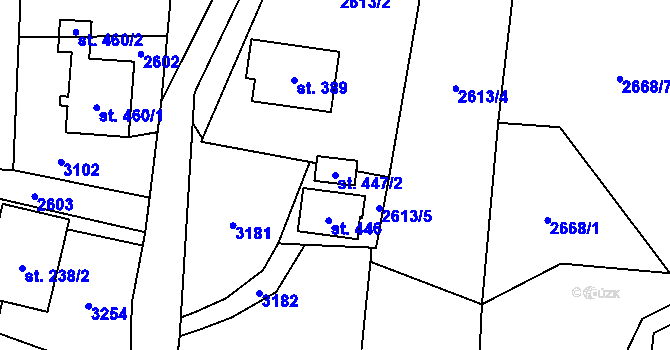 Parcela st. 447/2 v KÚ Čistá u Horek, Katastrální mapa