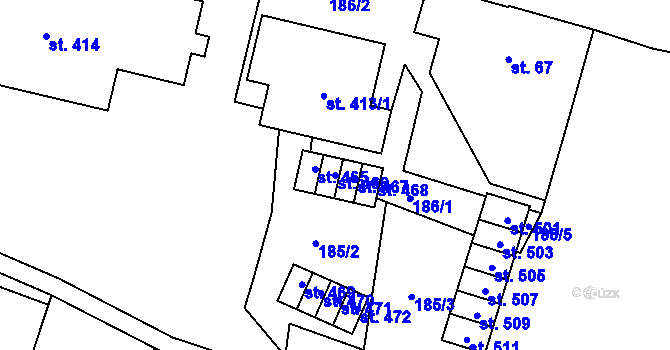 Parcela st. 466 v KÚ Čistá u Horek, Katastrální mapa