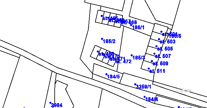 Parcela st. 470 v KÚ Čistá u Horek, Katastrální mapa