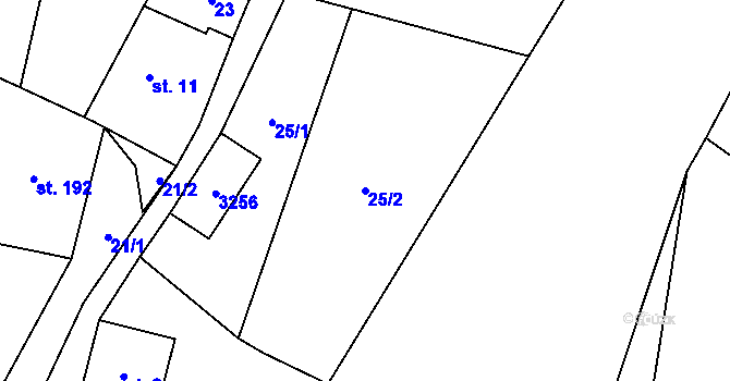 Parcela st. 25/2 v KÚ Čistá u Horek, Katastrální mapa