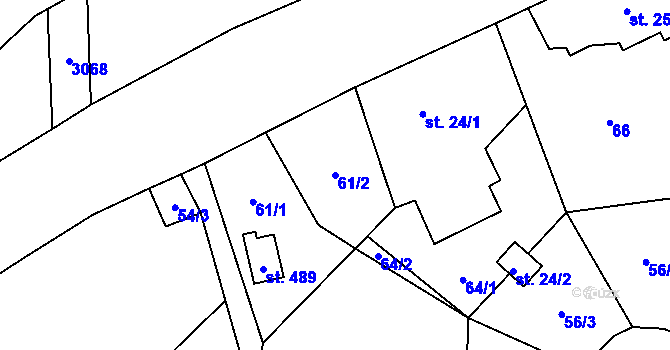 Parcela st. 61/2 v KÚ Čistá u Horek, Katastrální mapa
